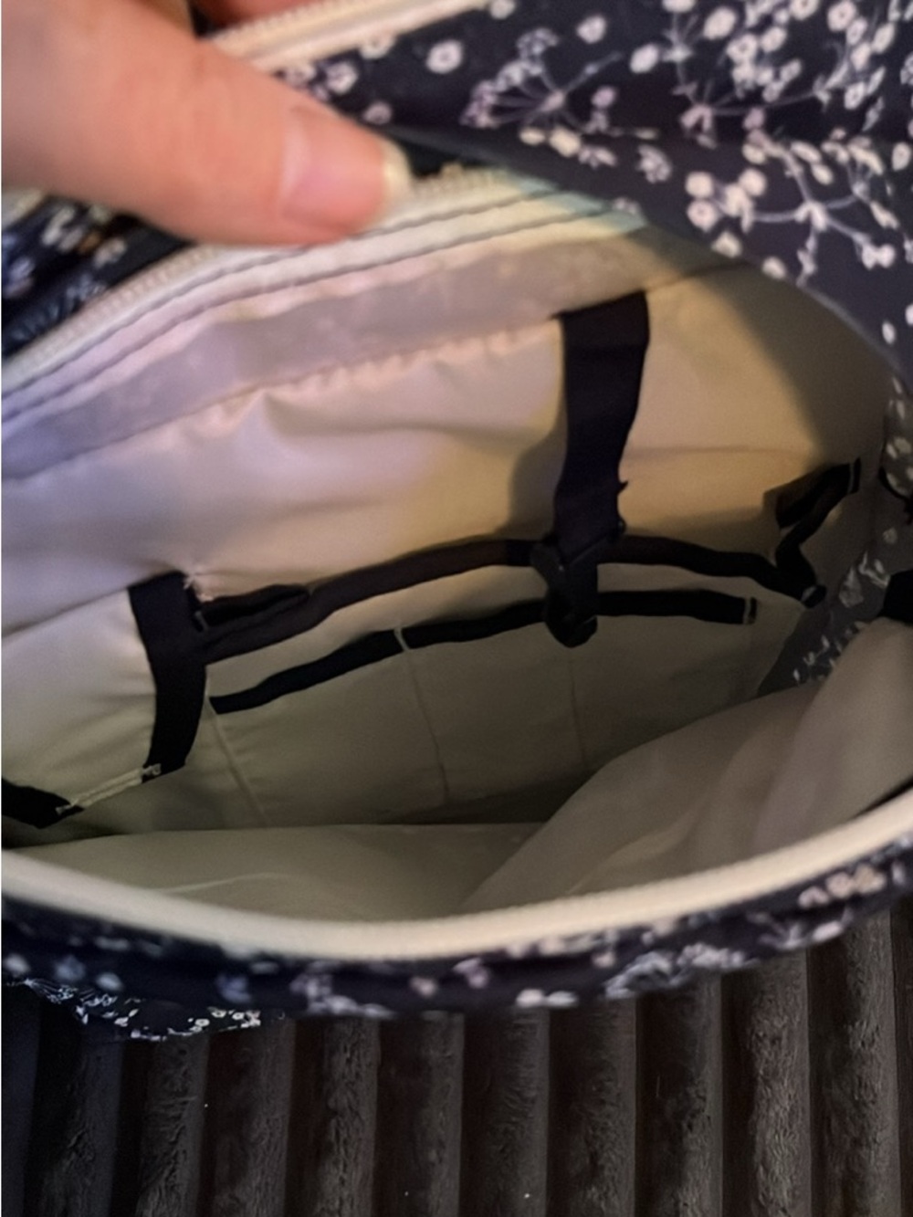 Jansport Navy Floral Backpack with Cream Accents - Picture 6 of 8